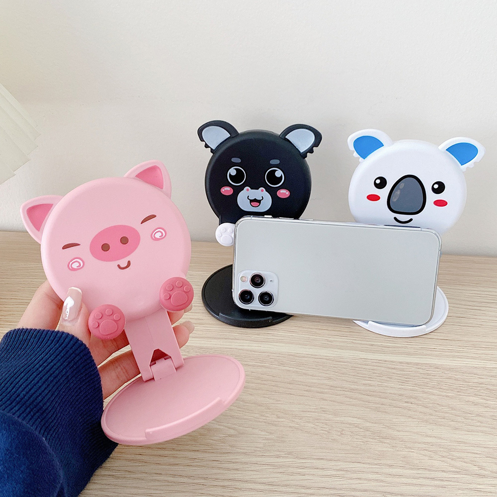 Tablet Accessories For Students - ขาตั้งโทรศัพท์มือถือแบบพับได้ ปรับระดับได้ ลายสัตว์น่ารัก ใช้ได้กับสมาร์ทโฟนทุกรุ่น