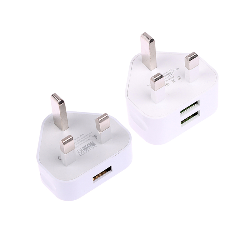 Tablet Accessories Uk - อะแดปเตอร์ปลั๊กไฟแบบ 3 ขาของสหราชอาณาจักร ช่องเสียบ USB คู่
