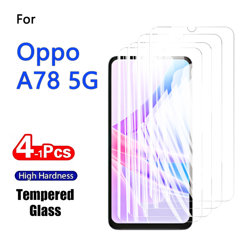 Oppo Tablet Accessories - 1-4PCSป้องกันหน้าจอสําหรับOppo A78 5Gกระจกนิรภัยคริสตัล 9H HDอลูมิเนียม 6.56