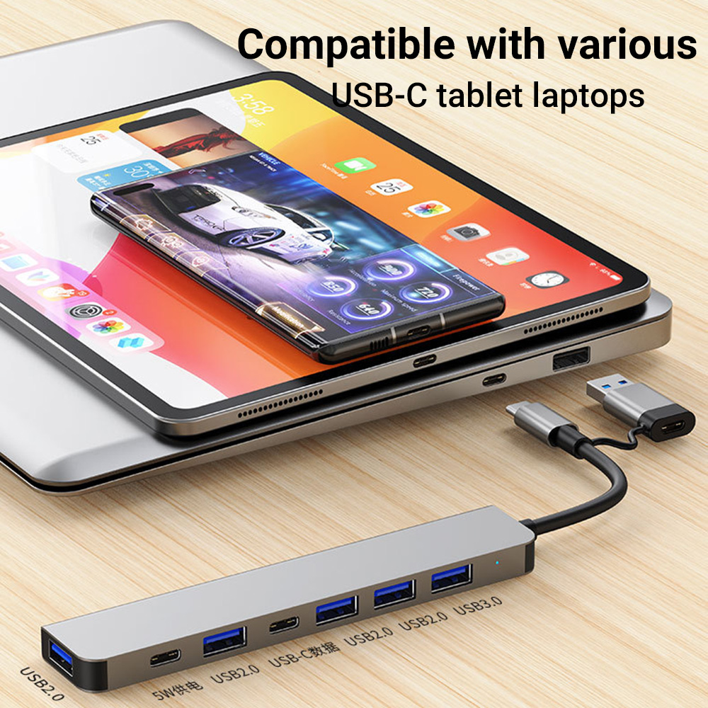 Tablet Accessories For Students - ฮับเชื่อมต่อ USB-C และ USB แบบ 7-in-1