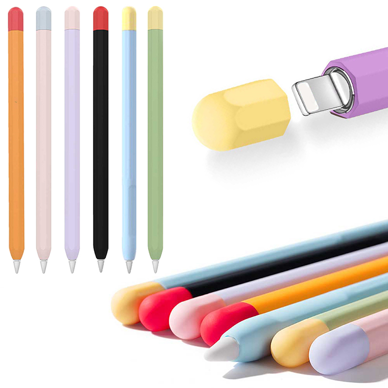 Iphone Tablet Accessories - เคสปากกาซิลิโคนสำหรับ Apple Pencil 1st 2ND ฝาสไตลัสสีตรงกับสีเคสป้องกันสไตลัสกันลื่นกันตกเคส