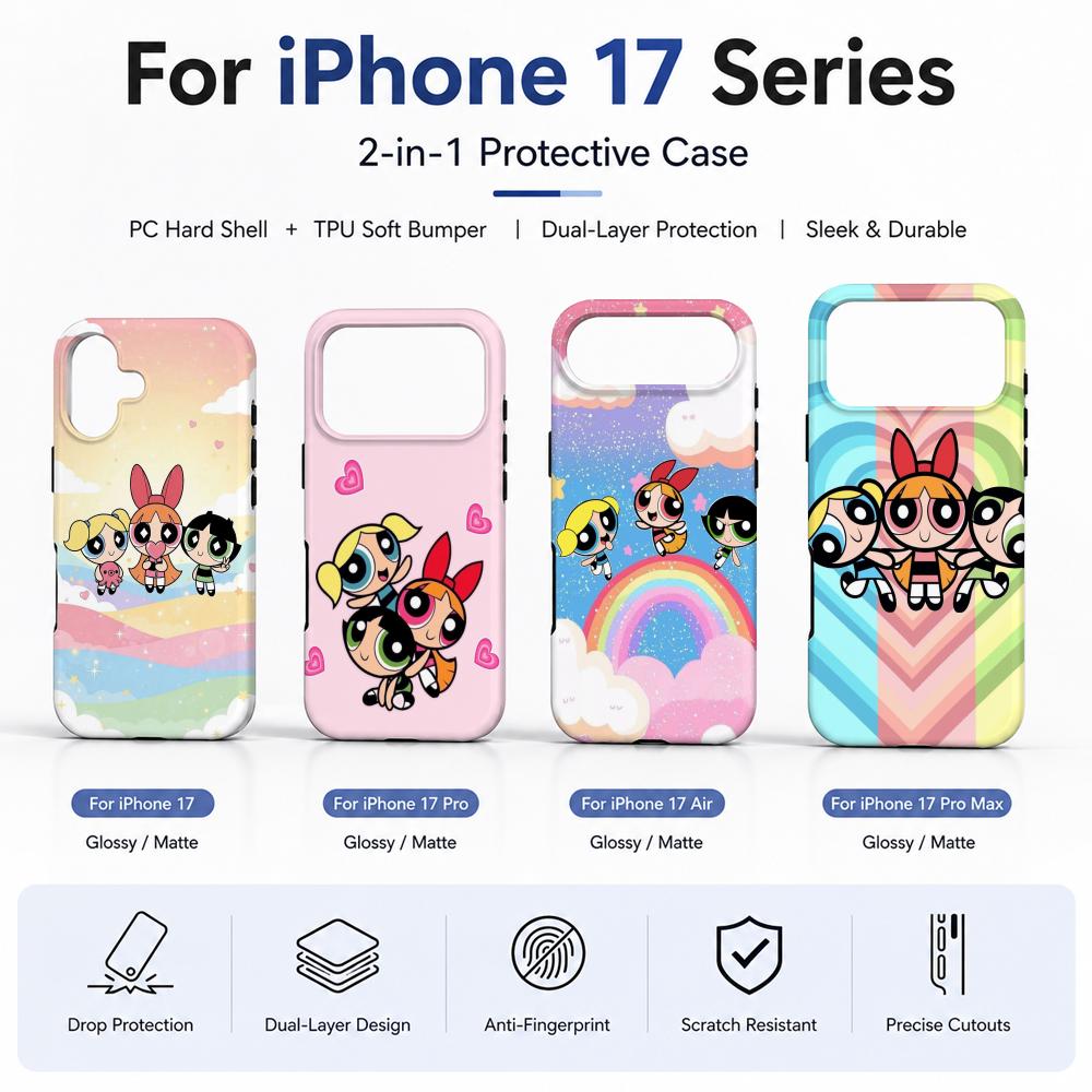 Tablet Accessories For Girls - เคสโทรศัพท์ลายอนิเมะ P-Powerpuff Girls วัสดุฟิล์ม 2-in-1 สำหรับ
