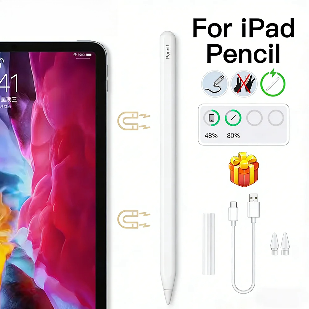 Bluetooth Trackpad - ปากกาสไตลัสแบบแม่เหล็กสำหรับ Apple Pencil 2 พร้อมระบบป้องกันการสัมผัสโดยฝ่ามือ สำหรับ