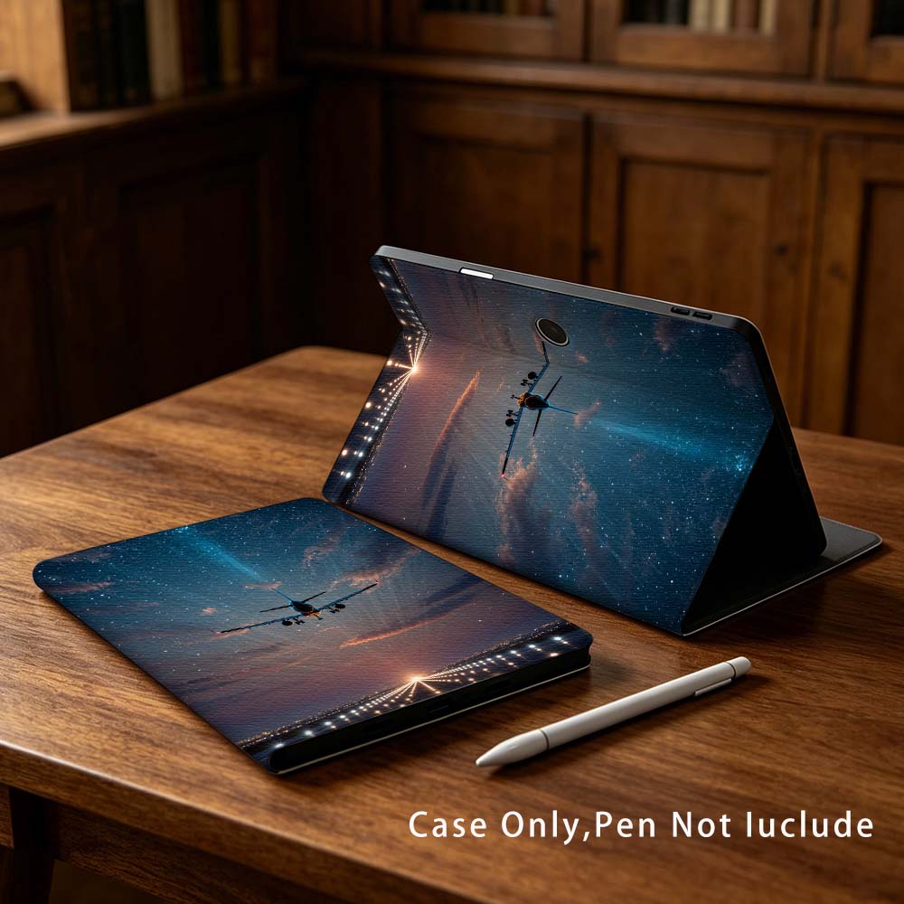 Realme Tablet Accessories - เคสแท็บเล็ตลายเครื่องบินท้องฟ้าเต็มไปด้วยดวงดาว สำหรับ OPPO VIVO IQOO OnePlus